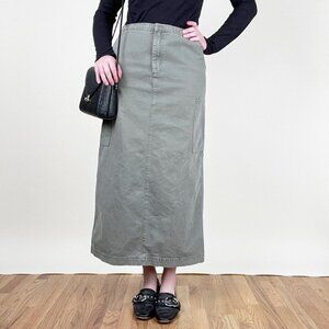 Vintage 90s Y2K Cargo Midi Maxi Skirt Column Straight Utility Grunge Punk Army